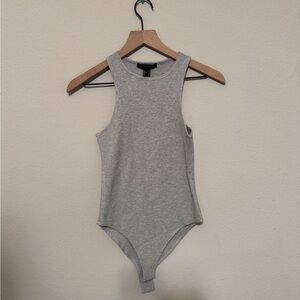 Ribbed Tank Bodysuit in Light Gray
